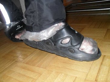 WÃ¤rmeschutz am Fuss (am 3.Tag des Dauerregens)